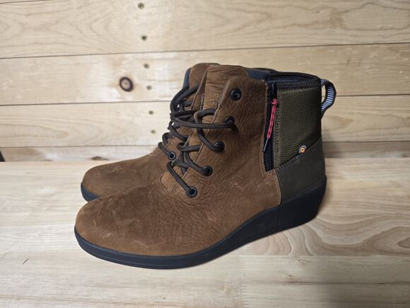 Bogs Shoes - Bogs Vista Rugged Wedge Lace Up Women Casual Boots Brown Cognac Size 7